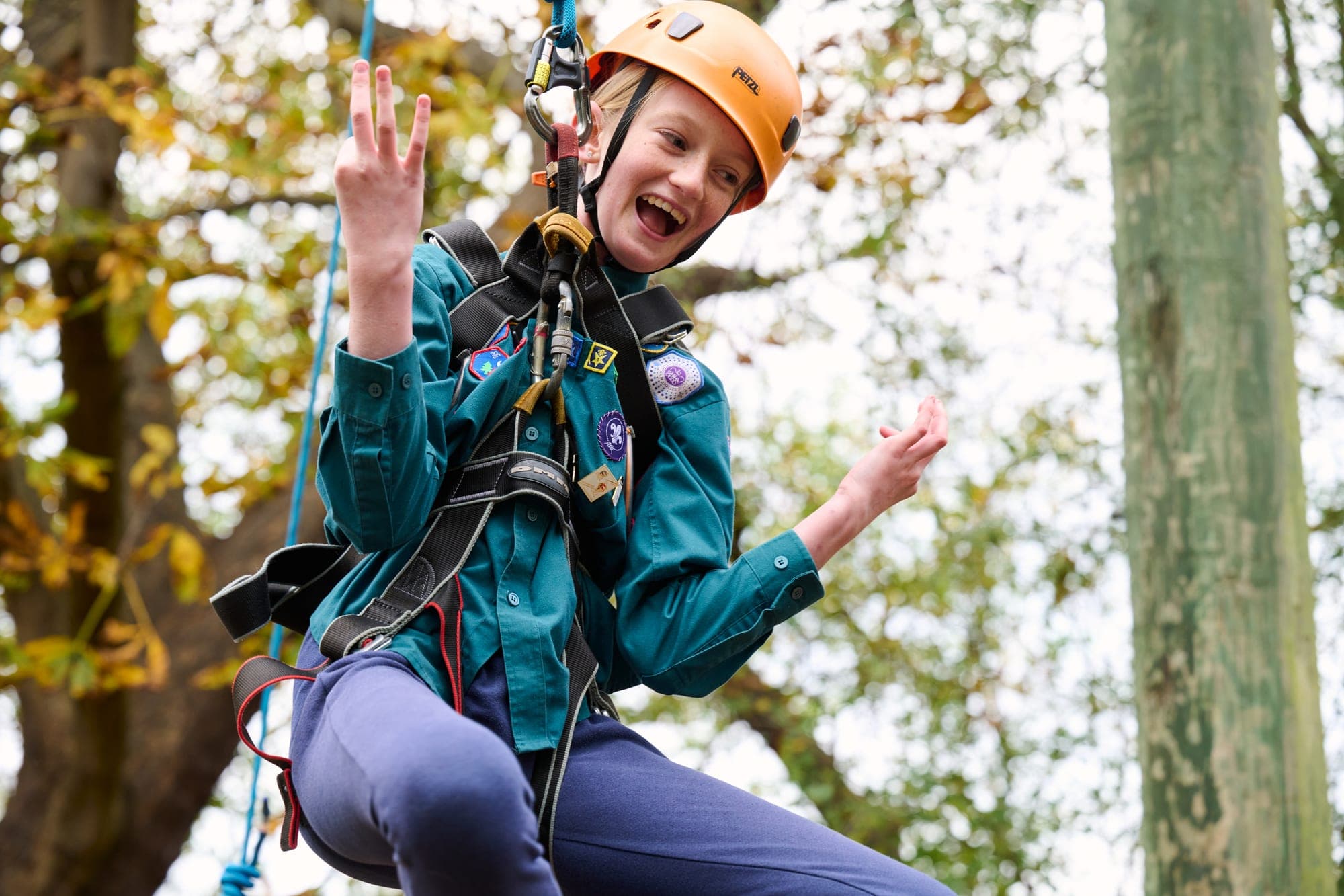 Scout on a zipline